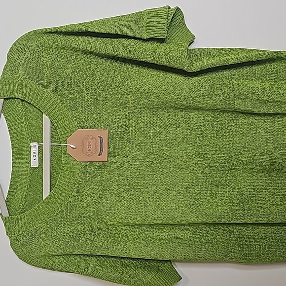 5/25 ❤️ Kori America Boutique Greeb Relaxed Fit Short Sleeve Sweater Top - Picture 8 of 9